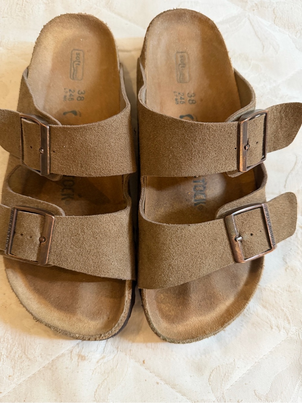 Women’s Birkenstock size 8 great condition Brown Suede Double-Buckle Sandals